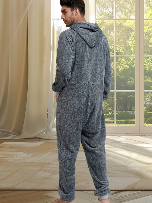 Men'S Hooded One-Piece Pajamas